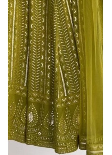 Mehendi Green Embroidered Work Georgette Lehenga Choli